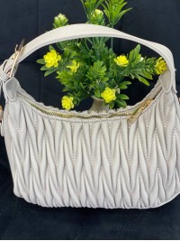 Жіноча сумка-багет із жатої еко-шкіри сiрого кольору 32251