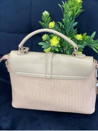 Жіноча комбiнована сумка з еко-шкіри пудрового кольору 32254