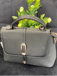 Жіноча комбiнована сумка з еко-шкіри чорного кольору 32255