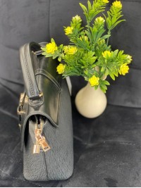 Жіноча комбiнована сумка з еко-шкіри чорного кольору 32255