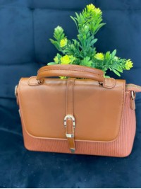 Жіноча комбiнована сумка з еко-шкіри коричневого кольору 32256