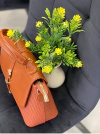 Жіноча комбiнована сумка з еко-шкіри коричневого кольору 32256