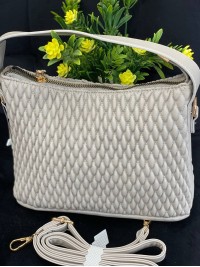 Жіноча сумка на плече із жатої еко-шкіри сiрого кольору 32264