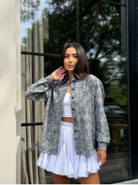 Жіноча фланелева сорочка в клітинку сiрого кольору 32308