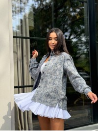 Жіноча фланелева сорочка в клітинку сiрого кольору 32308