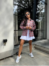 Жіноча фланелева сорочка в клітинку червоного кольору 32309