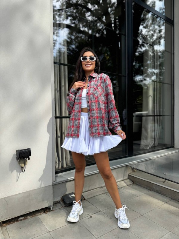 Жіноча фланелева сорочка в клітинку червоного кольору 32309