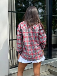 Жіноча фланелева сорочка в клітинку червоного кольору 32309