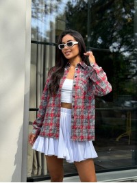 Жіноча фланелева сорочка в клітинку червоного кольору 32309