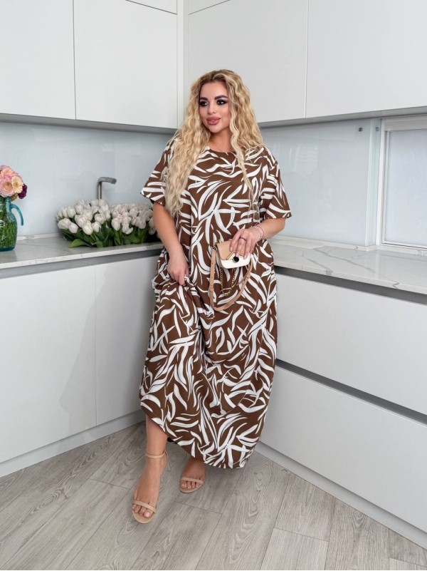 Легка сукня максі вільного крою кавового кольору 32322