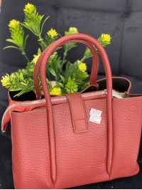 Жіноча сумка шопер із еко-шкіри бордового кольору 32367