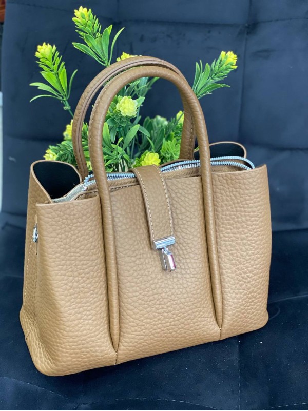 Жіноча сумка шопер із еко-шкіри кавового кольору 32368