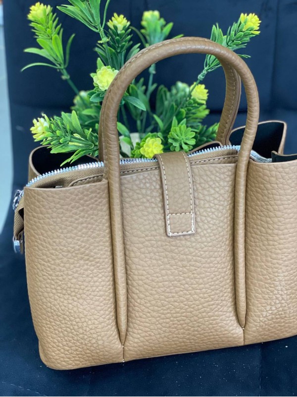 Жіноча сумка шопер із еко-шкіри кавового кольору 32368