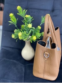 Жіноча сумка шопер із еко-шкіри кавового кольору 32368