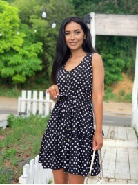 Легка сукня міні в горох чорного кольору 32400