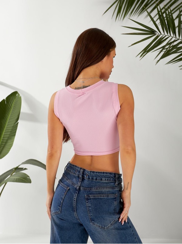 Базовий жіночий топ у рубчик з вишнею рожевого кольору 32410