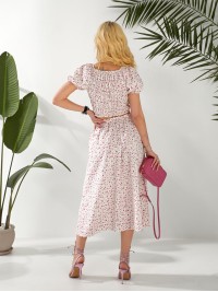 Жіночий костюм (топ+спідниця) молочного кольору 32411