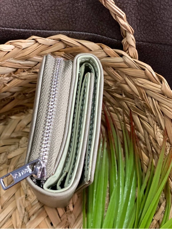 Жіночий маленький гаманець із пористої еко-шкіри графiтового кольору 32419