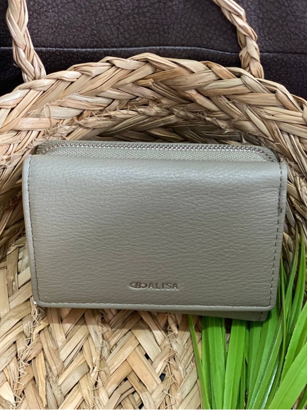 Жіночий маленький гаманець із пористої еко-шкіри графiтового кольору 32419