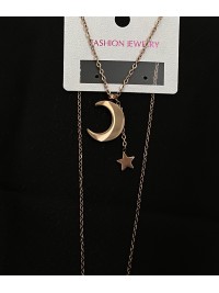 Кулон Місяць та зірка з ланцюжком золотого кольору 32422