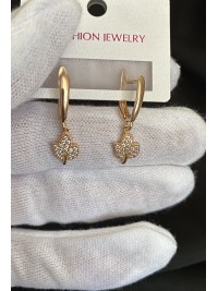 Сережки Ліана англійський замок золотого кольору 32424