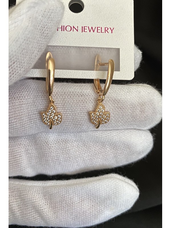 Сережки Ліана англійський замок золотого кольору 32424