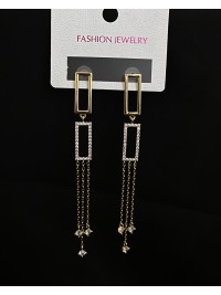 Сережки прямокутні застібка - пусет золотого кольору 32425