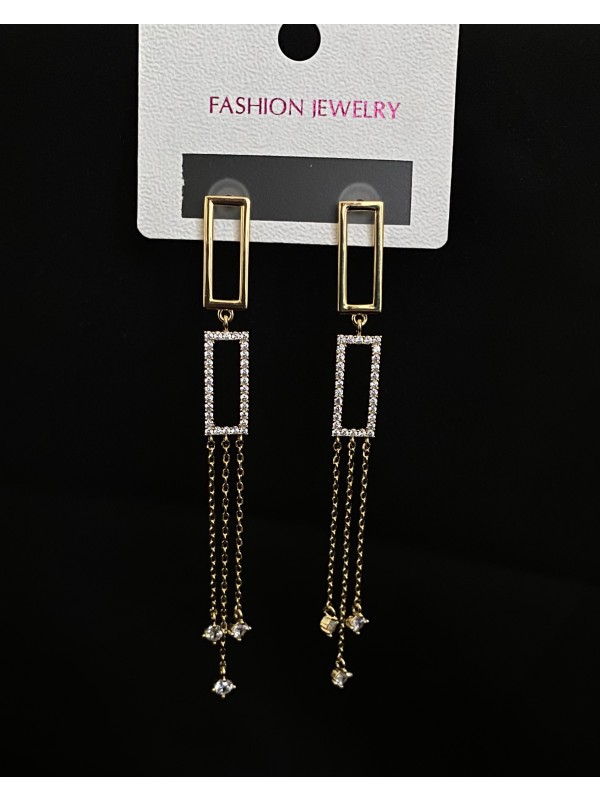 Сережки прямокутні застібка - пусет золотого кольору 32425