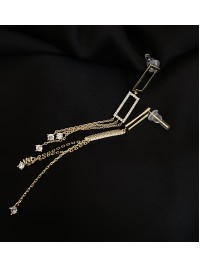 Сережки прямокутні застібка - пусет золотого кольору 32425