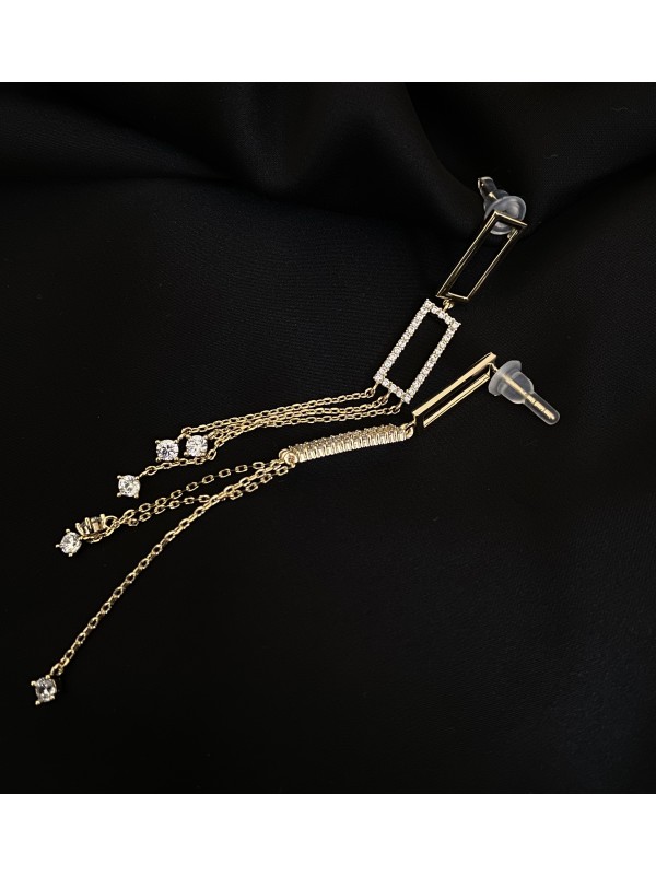 Сережки прямокутні застібка - пусет золотого кольору 32425