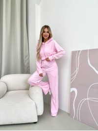 Велюровий жіночий костюм на блискавці рожевого кольору 32729