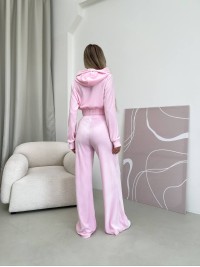 Велюровий жіночий костюм на блискавці рожевого кольору 32729