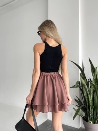 Повітряна спідниця міні кавового кольору 32458