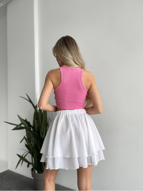 Повітряна спідниця міні молочного кольору 32459