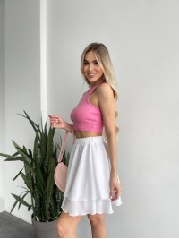 Повітряна спідниця міні молочного кольору 32459