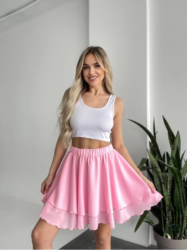 Повітряна спідниця міні рожевого кольору 32460