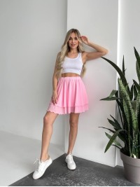 Повітряна спідниця міні рожевого кольору 32460