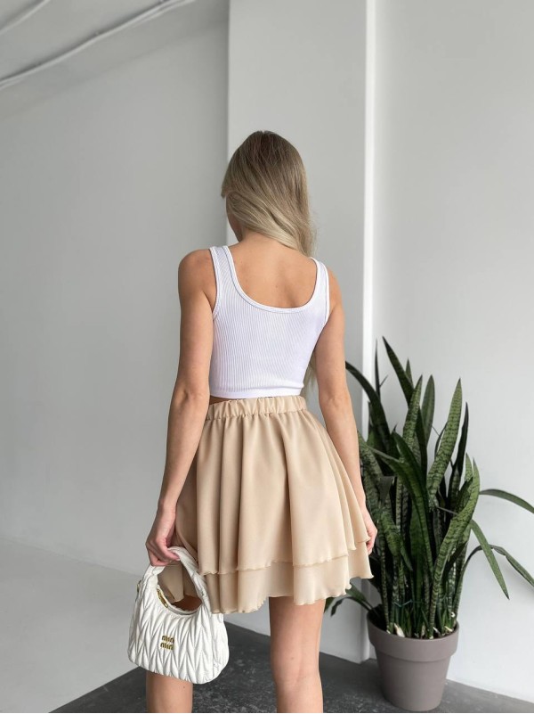 Повітряна спідниця міні бежевого кольору 32461