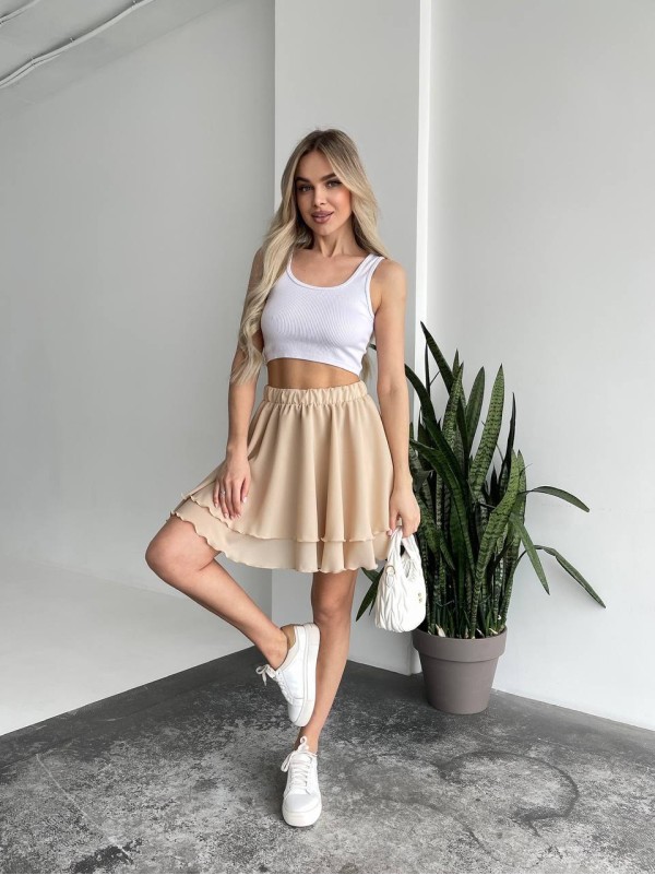 Повітряна спідниця міні бежевого кольору 32461