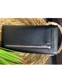 Жіночий гаманець з гладкою еко-шкіри чорного кольору 32485