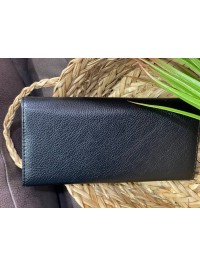 Жіночий гаманець з пористої еко-шкіри чорного кольору 32486