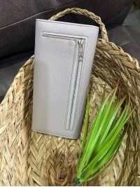 Жіночий гаманець з пористої еко-шкіри сiрого кольору 32488