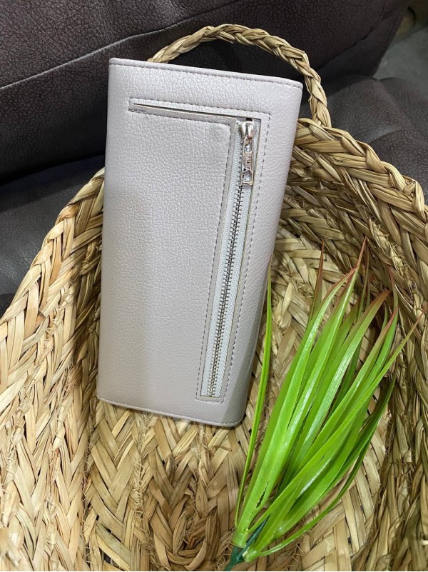 Жіночий гаманець з пористої еко-шкіри сiрого кольору 32488