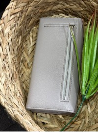 Жіночий гаманець з пористої еко-шкіри сiрого кольору 32488