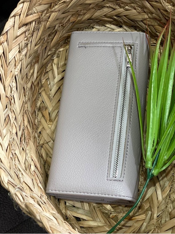 Жіночий гаманець з пористої еко-шкіри сiрого кольору 32488