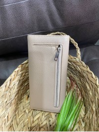 Жіночий гаманець з гладкою еко-шкіри бежевого кольору 32489