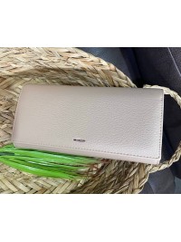 Жіночий гаманець з гладкою еко-шкіри бежевого кольору 32489