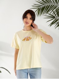 Базова жіноча футболка з малюнком жовтого кольору 32523