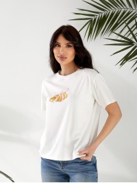 Базова жіноча футболка з малюнком бiлого кольору 32524