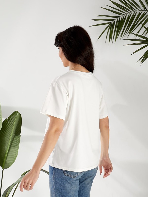 Базова жіноча футболка з малюнком бiлого кольору 32524
